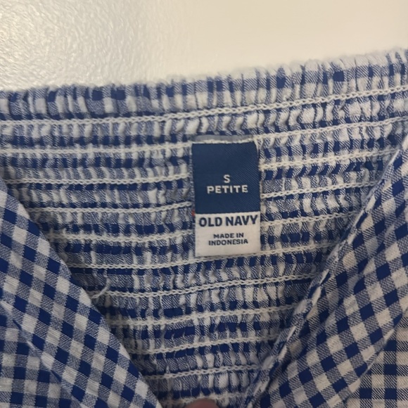 Old Navy - Blue Gingham Dress; Sweetheart Neck w/Puff Sleeve ; Size Small Petite - Picture 3 of 4